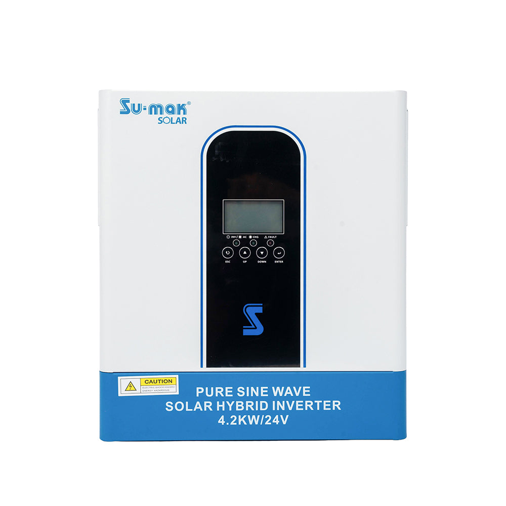 Su-mak Solar Pure Sine Wave Wall Mounted Hybrid Inverter, 4.2KW 24V, Model SM4300KM-24L, 4200VA Power Capacity, Off-Grid Solar Power System