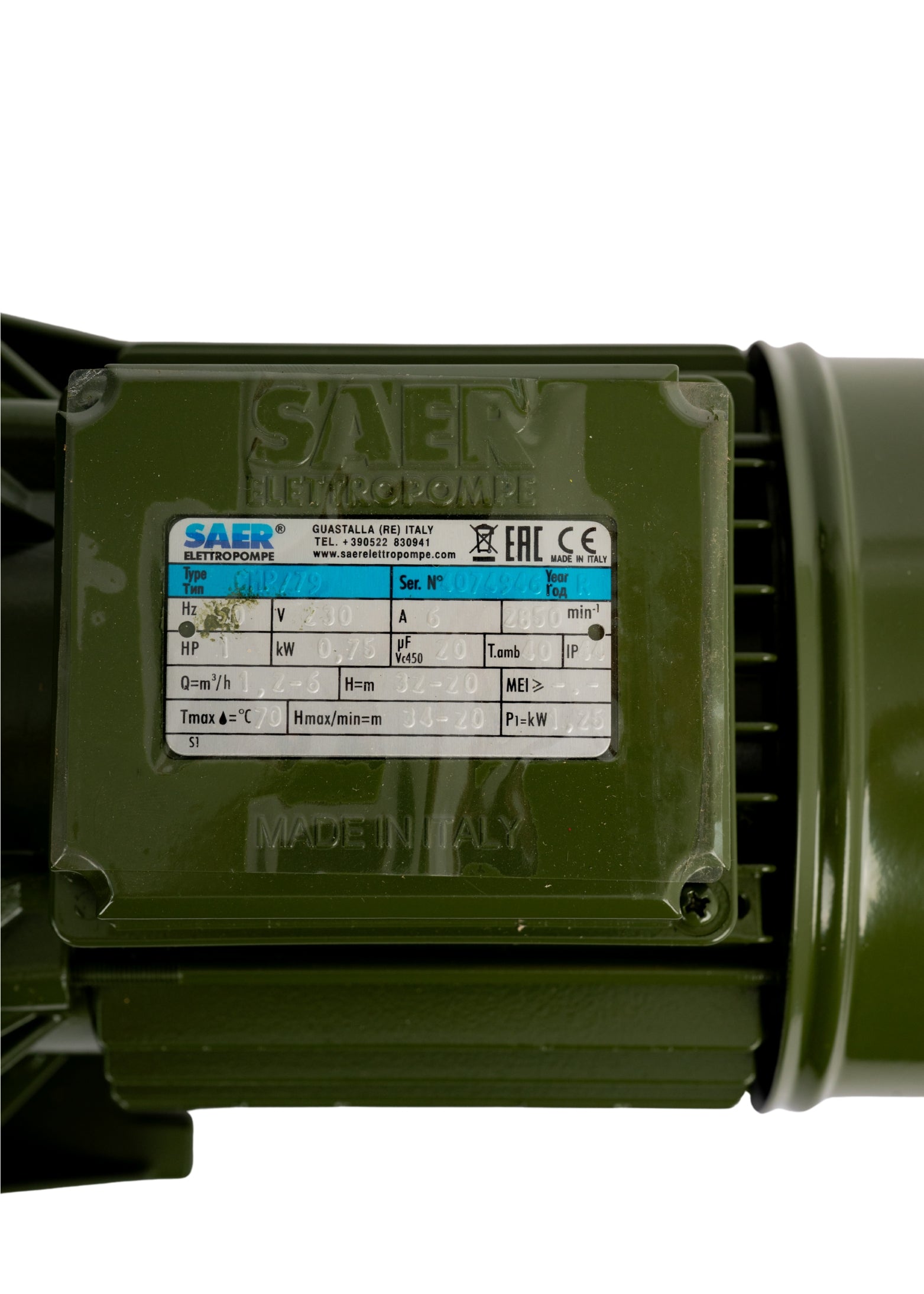 SAER CMP79-N-230V 1HP 1PH 50HZ+TE PMP CTRL KIT