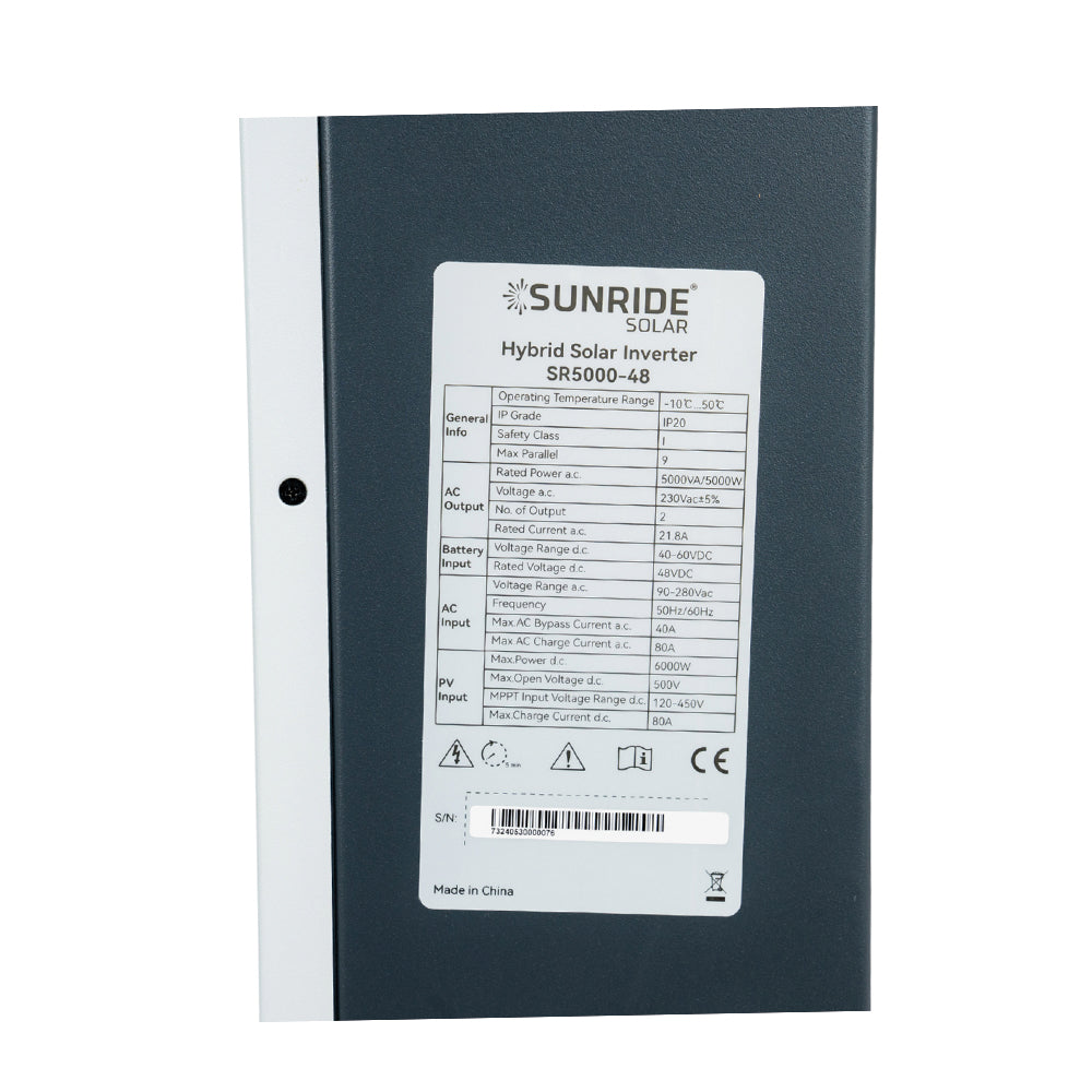 SUNRIDE SOLAR 5KW/48V W/M PURE SINE WAVE SOLAR HYBRID INVERTER