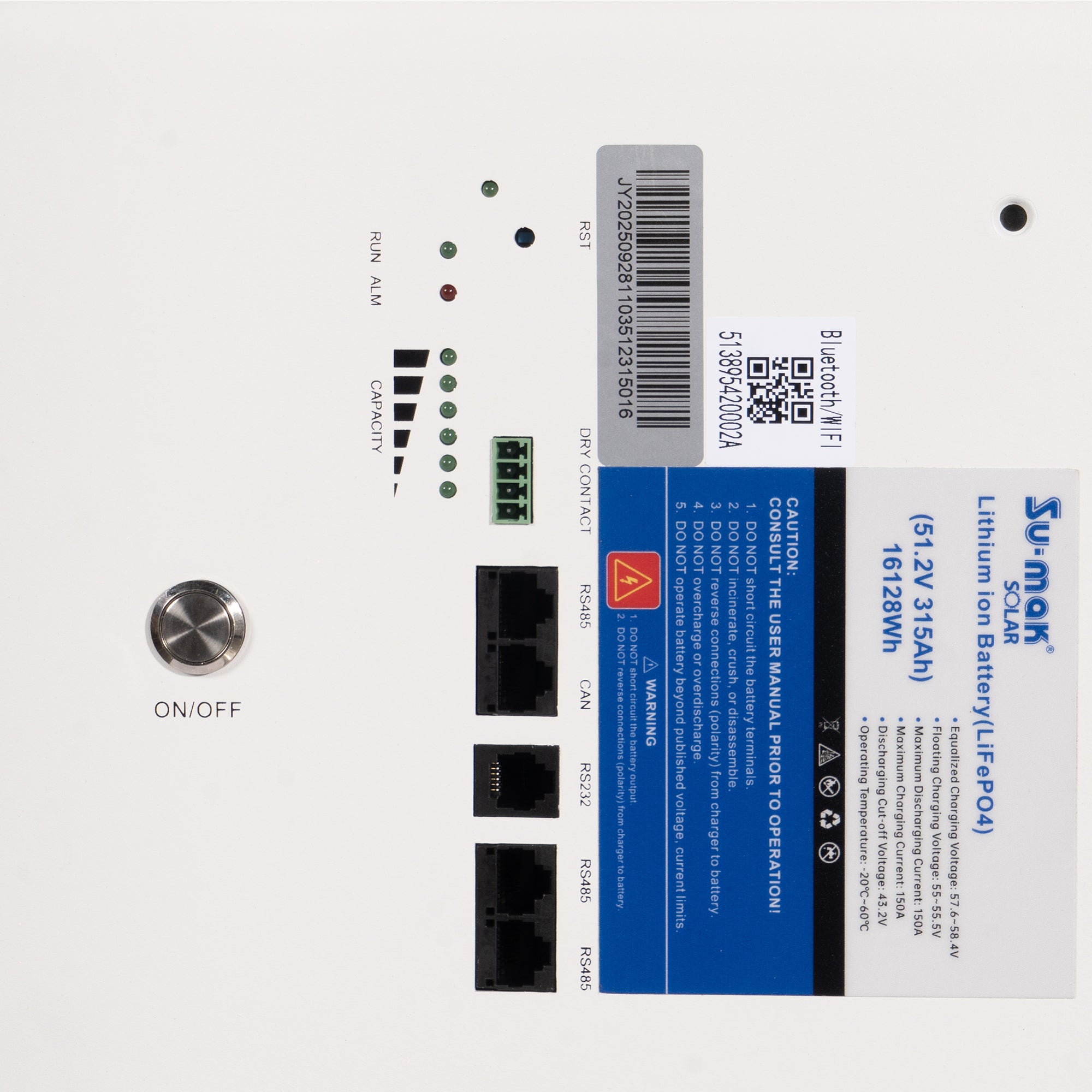 Su-mak Solar LiFePO4 Lithium Ion Battery, 51.2V 315AH, 16.12kWh A Grade Energy Storage System with Wheels