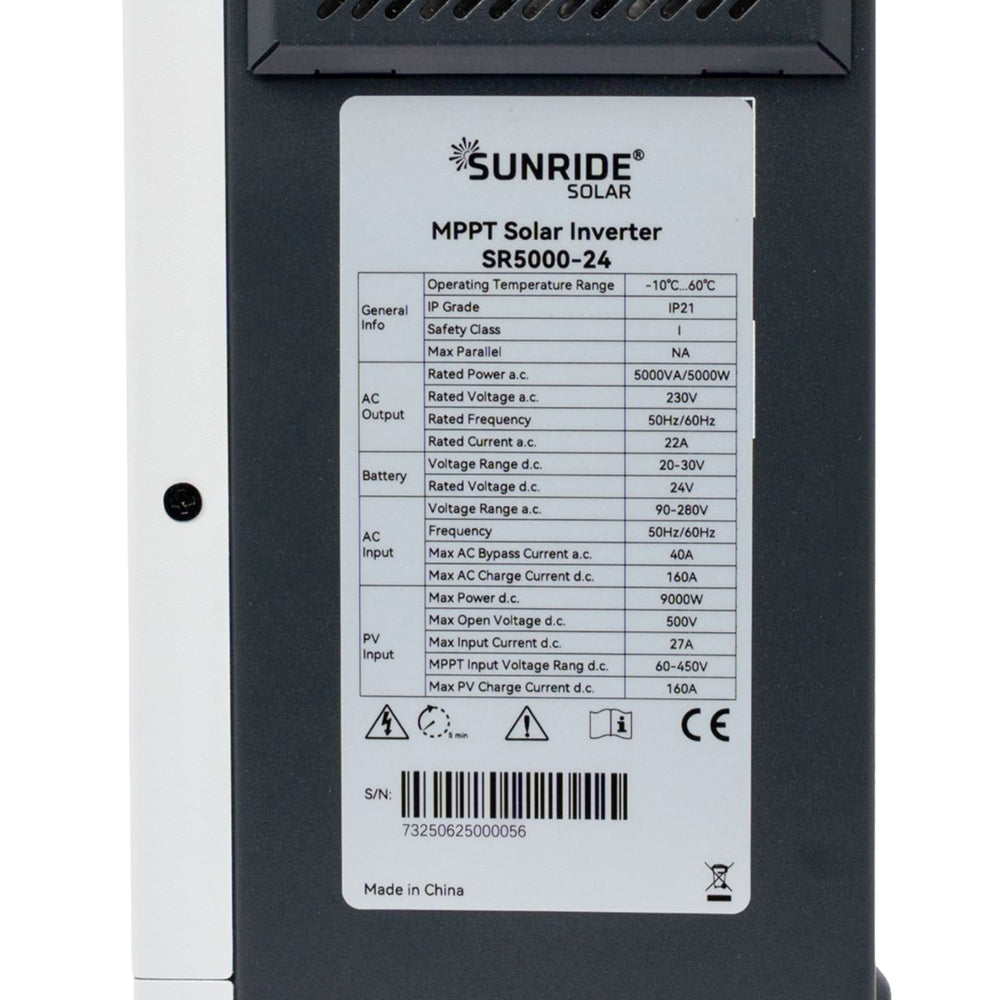 SUNRIDE HYBRID SOLAR INVERTER 5KW 24V