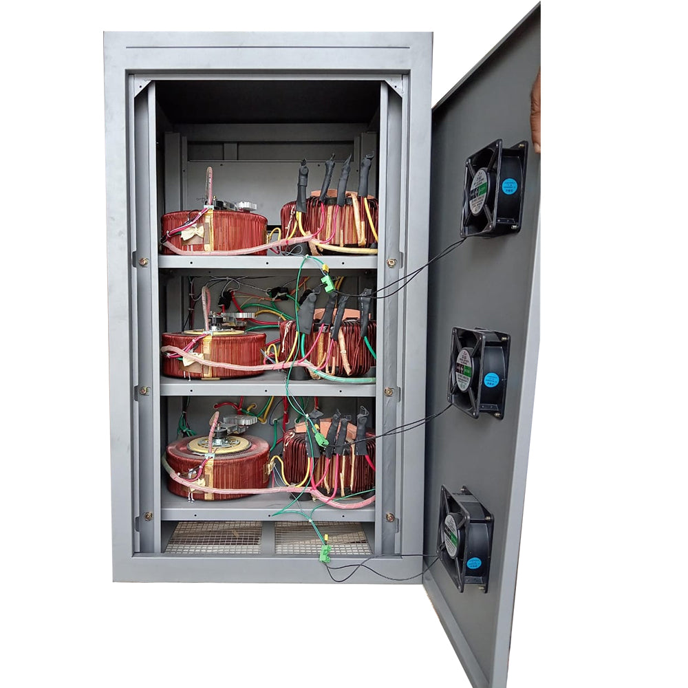 Electrical cabinet with open door