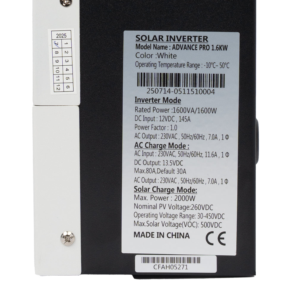 NBS SOLAR W/M HYBIRD INVERTER ADVANCE PRO 1.6KW/12V