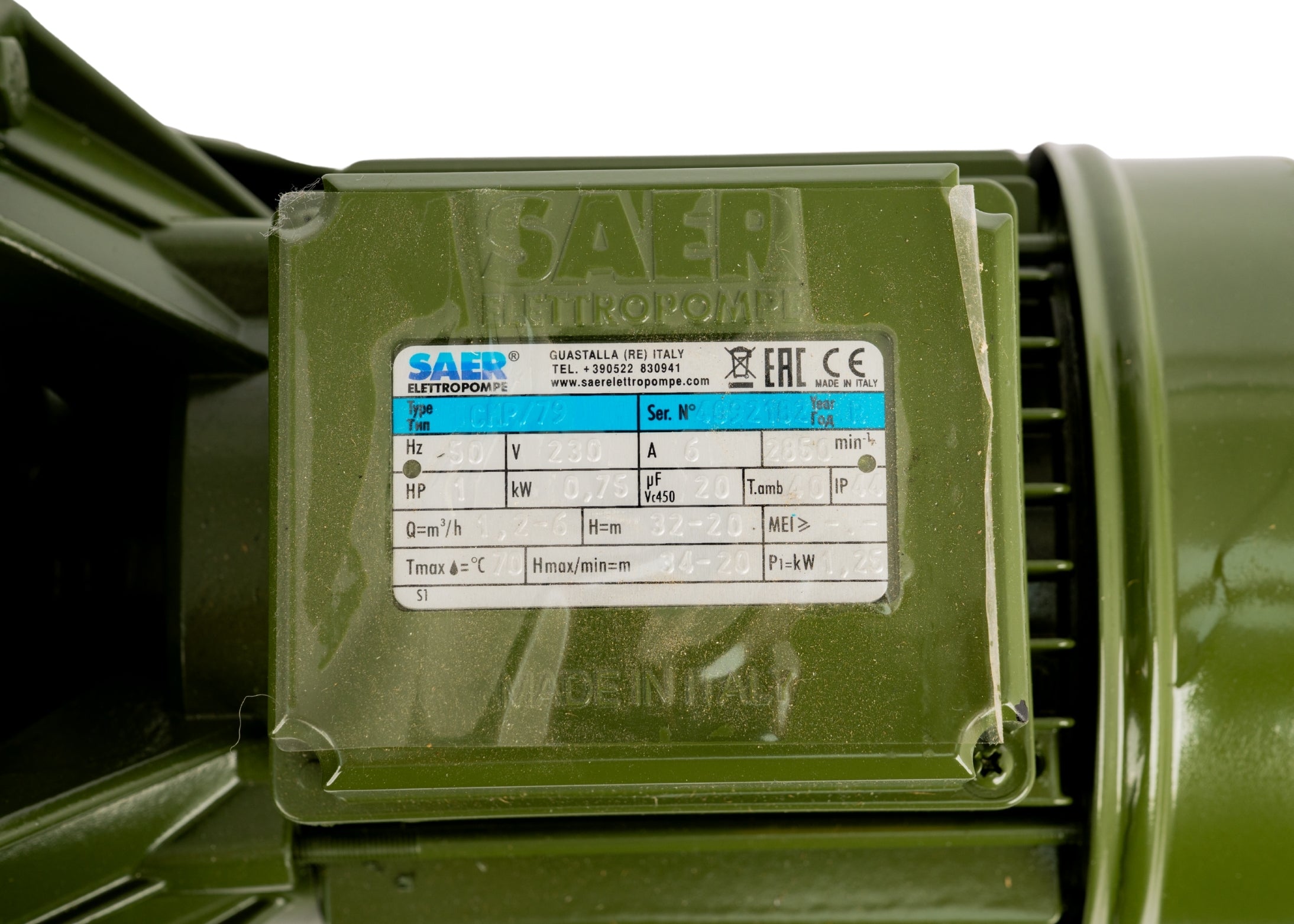 Saer CMP79-N-230V 1HP 1PH 50HZ+TE PMP