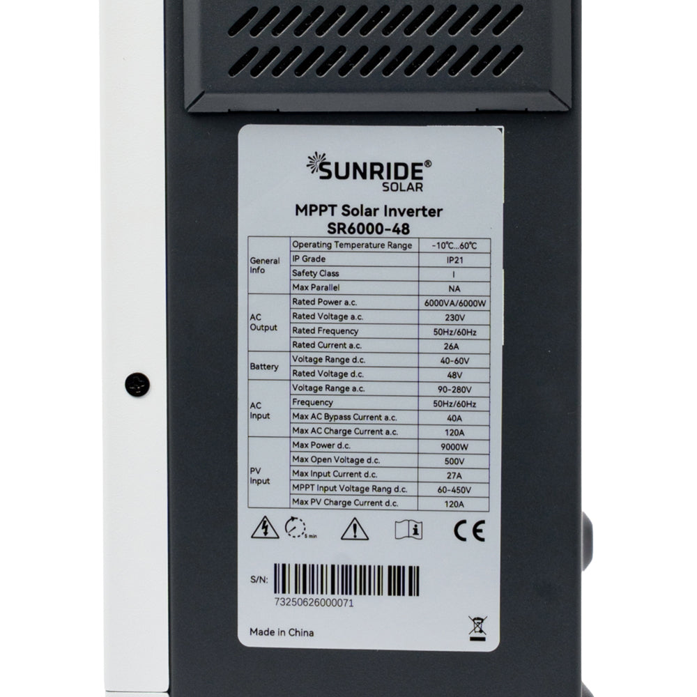 SUNRIDE HYBRID SOLAR INVERTER 6KW 48V