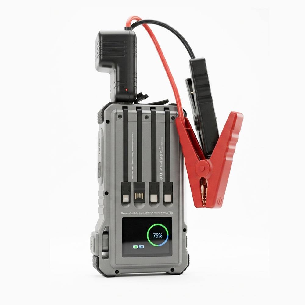 NBS PN-W39S 12V Jump Starter & 12000mAh Solar Power Bank – PD45W, TFT Display, LED Camping Light, and Infrared Laser