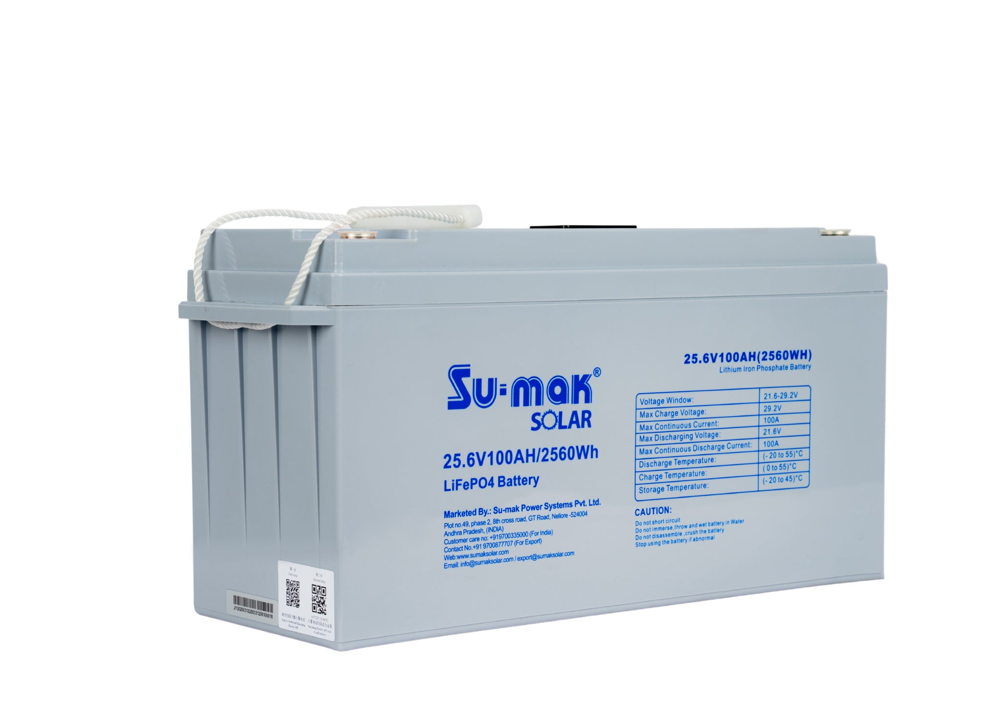 SUMAK LiFePO4 BATTERY 25.6V 100AH (2.56KW)