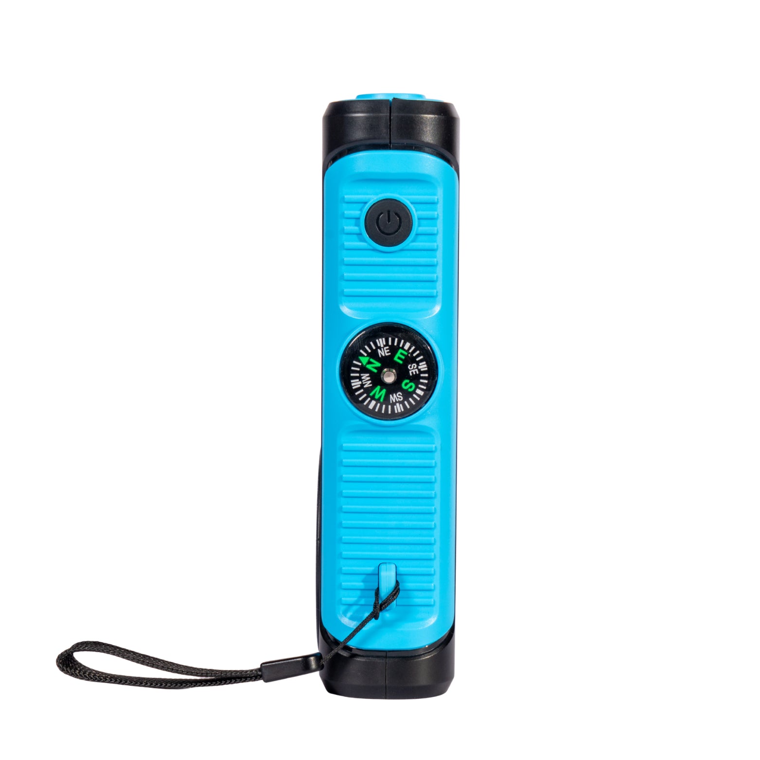 NBS Solar Power Bank with Wireless Charger, Built-in Cable, Hand Crank, Compass, Blue