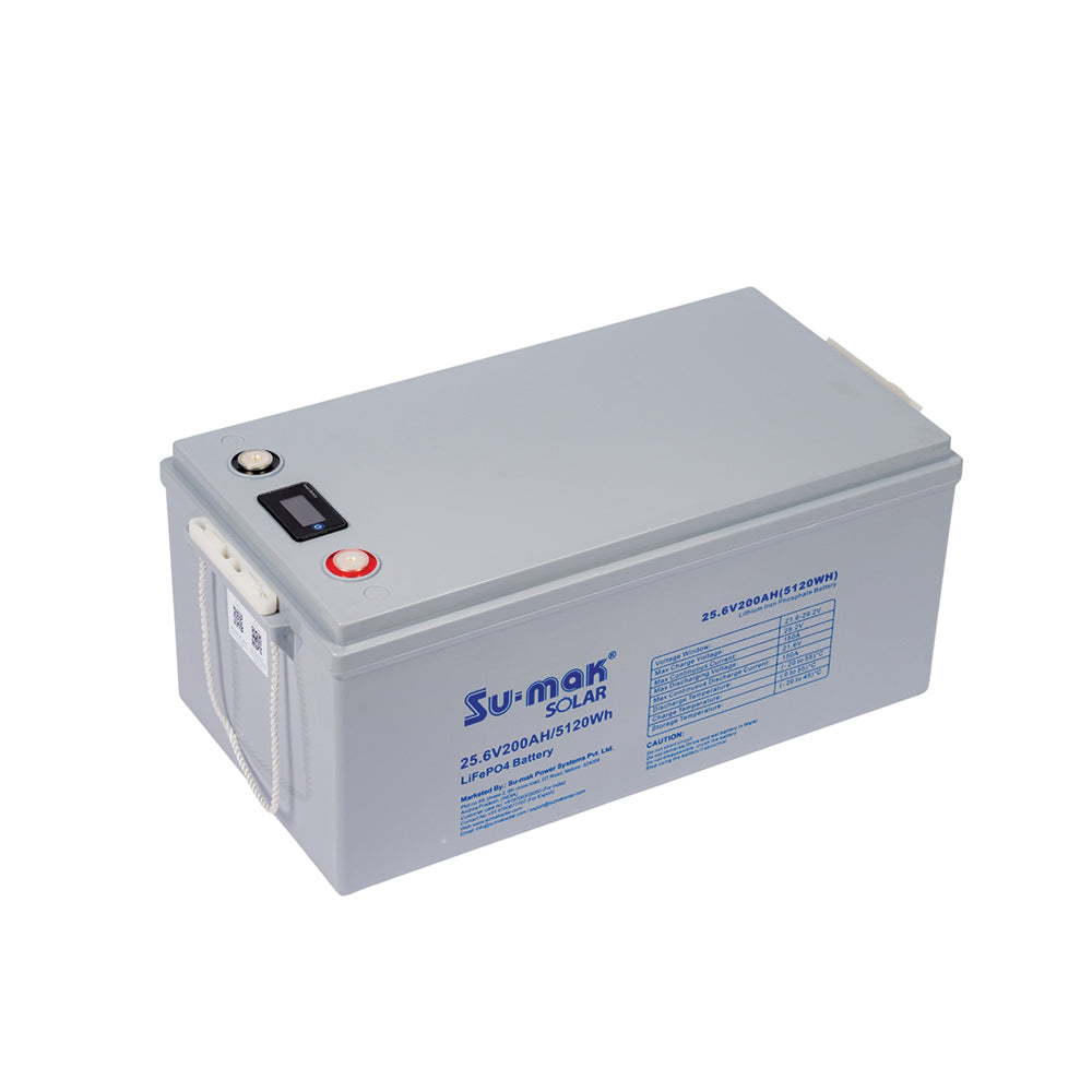 بطارية SUMAK LiFePO4 25.6 فولت 200 أمبير ساعة (5.12 كيلوواط)