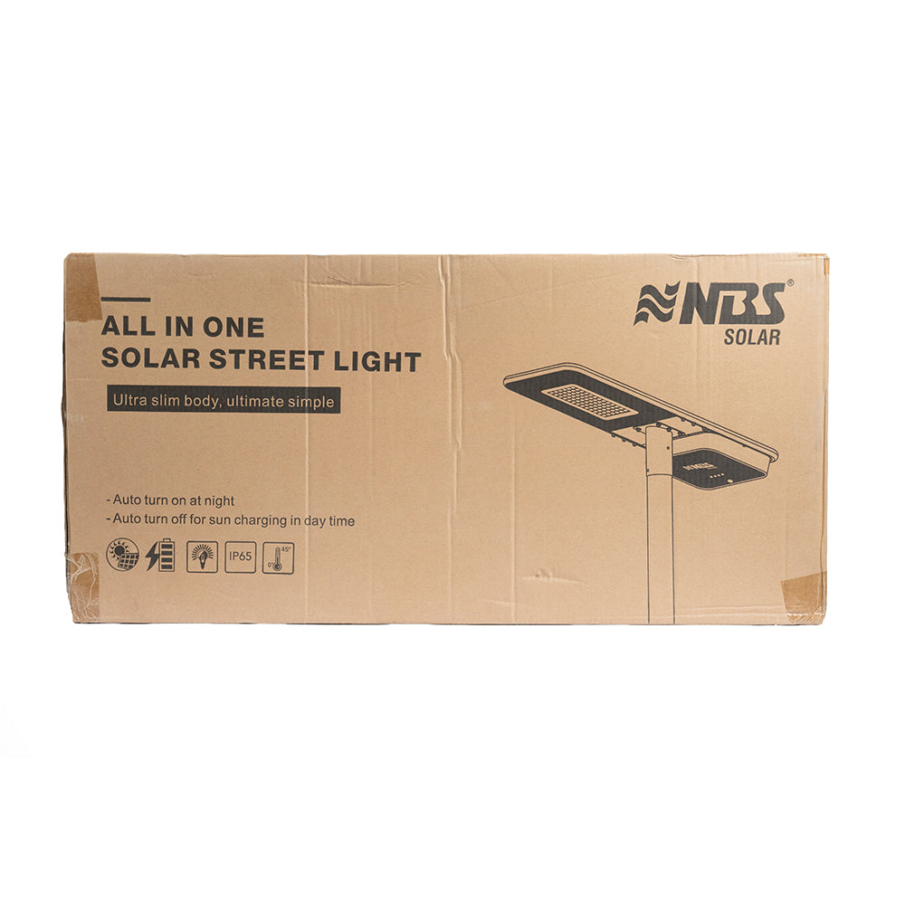 NBS SSL-94 Basalt Series All-in-One Solar LED Street Light – 4,000LM, Monocrystalline Solar Panel, 153.92Wh Li-ion Battery, IP65