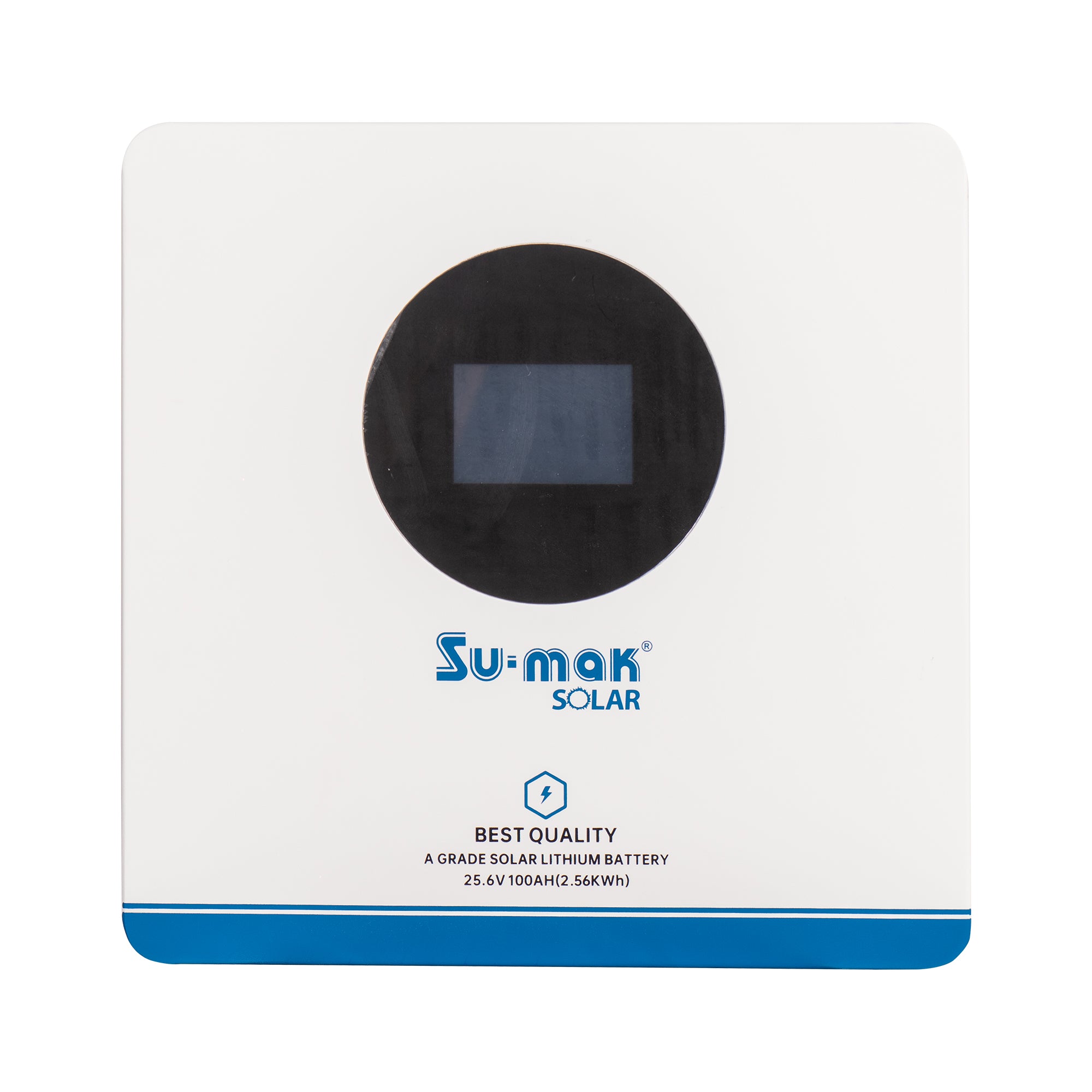 Su-mak Solar Lithium Ion Battery, LiFePO4, 25.6V 100Ah, 2.56kWh, A Grade Solar Battery with Wall Mount