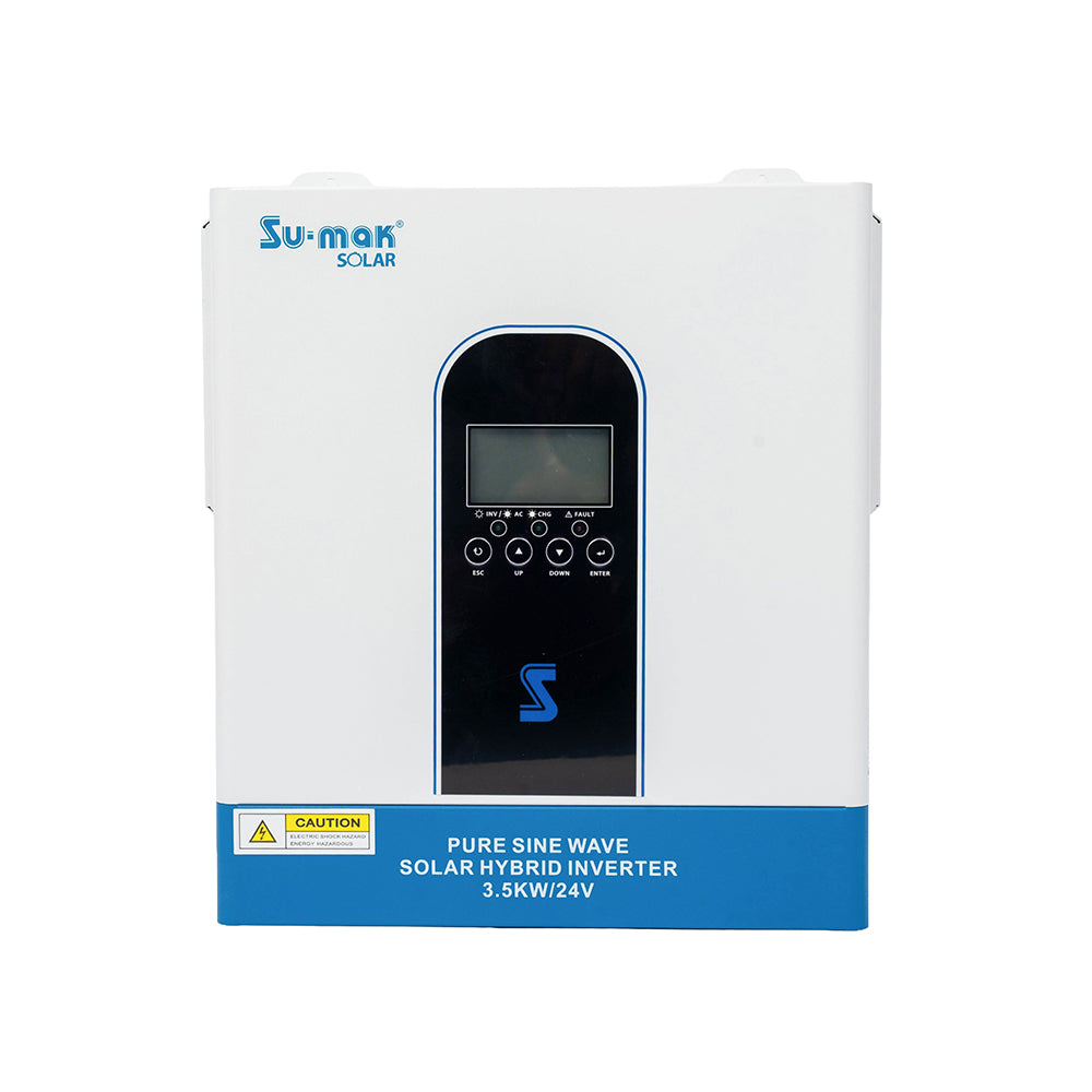 Su-mak Solar Pure Sine Wave Wall Mounted Hybrid Inverter, 3.5KW 24V, Model SM3500KM-24S, 3500VA Power Capacity, Off-Grid Solar Power System