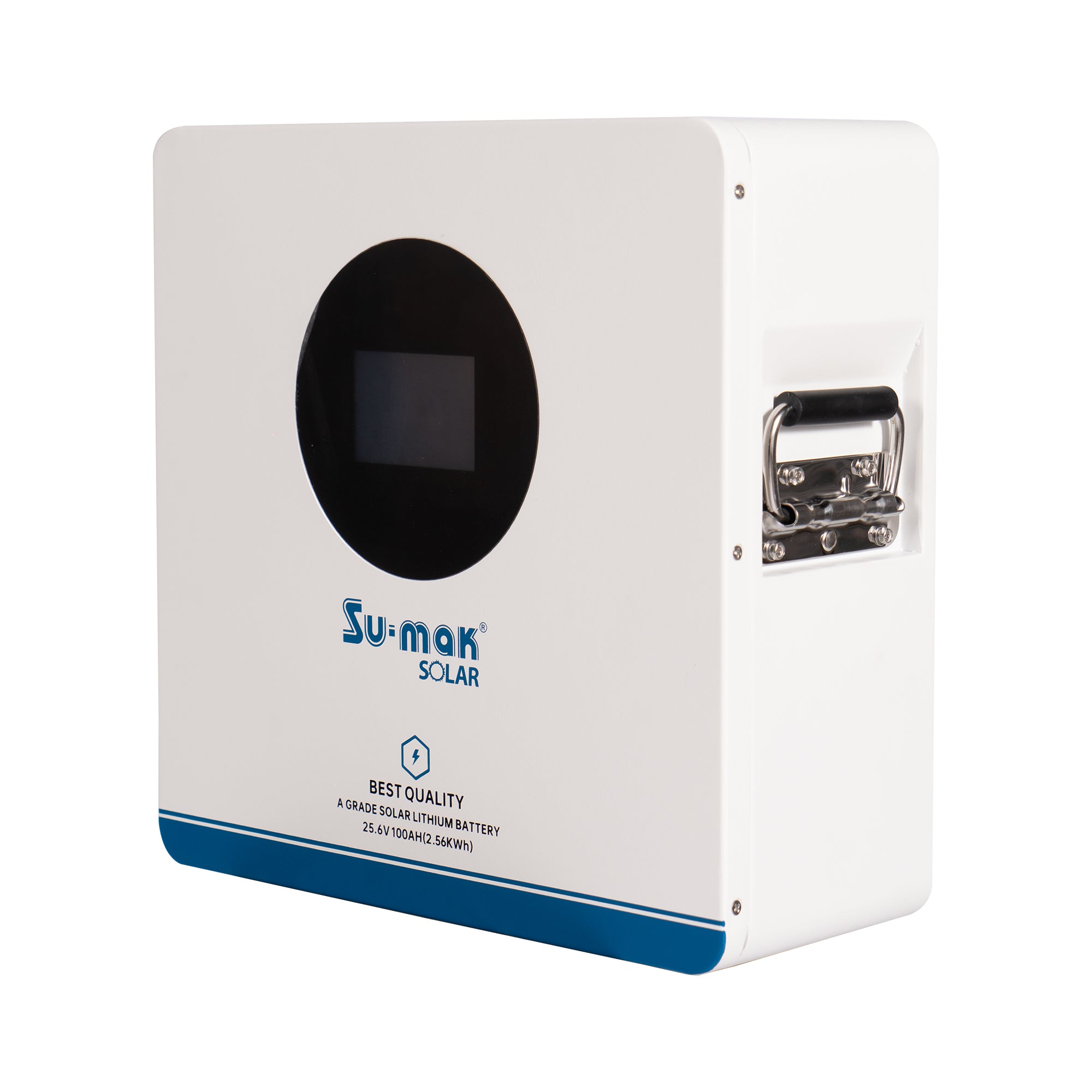 Su-mak Solar Lithium Ion Battery, LiFePO4, 25.6V 100Ah, 2.56kWh, A Grade Solar Battery with Wall Mount