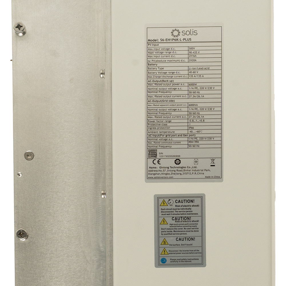 Solis S6-EH1P6K-L-PRO Single Phase Low Voltage Energy Storage Inverter