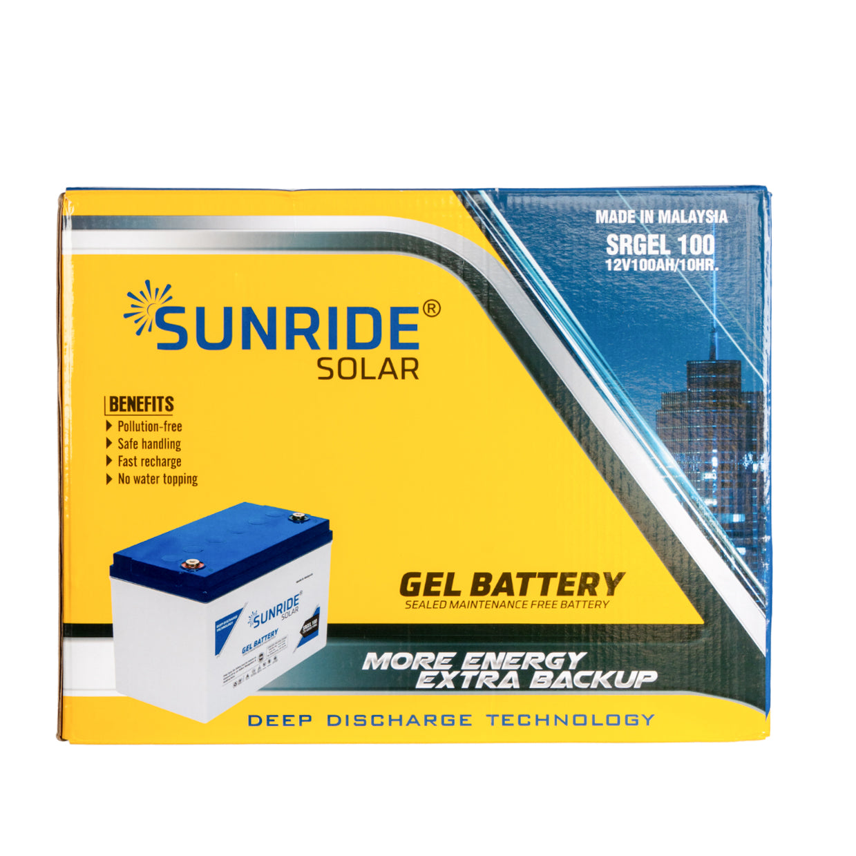 SUNRIDE SOLAR GEL BATTERY 100AH 12V - MALAYSIA