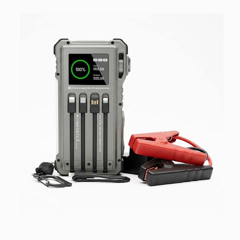 NBS PN-W39S 12V Jump Starter & 12000mAh Solar Power Bank – PD45W, TFT Display, LED Camping Light, and Infrared Laser