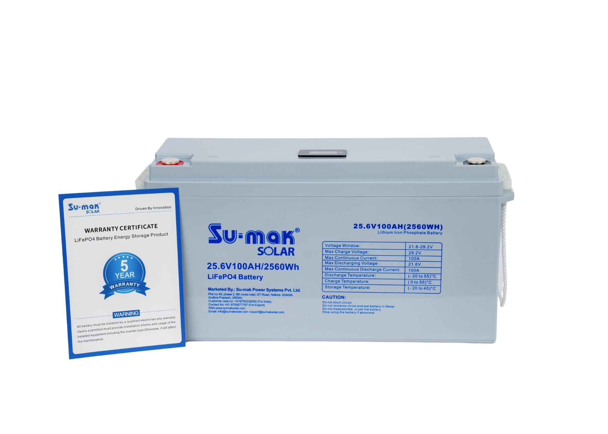 SUMAK LiFePO4 BATTERY 25.6V 100AH (2.56KW)